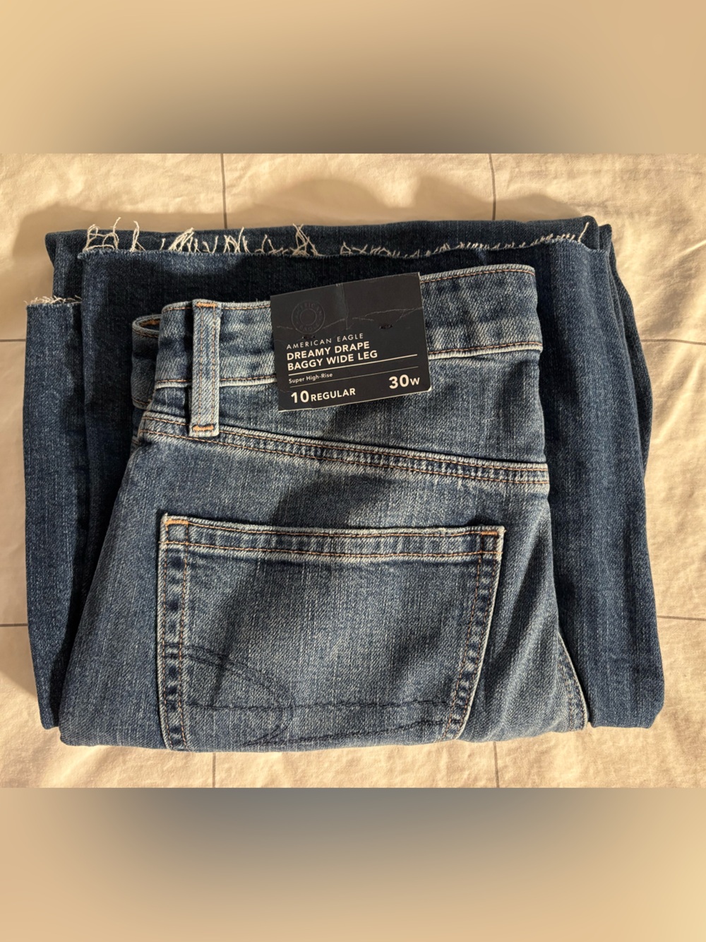 NWT American Eagle Outfitters Dreamy Drape Baggy Wide Leg Jeans - Dark Indigo